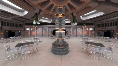 Uzay gemisindeki konferans odasının 3D görüntülemesi