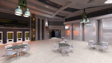 Uzay gemisindeki konferans odasının 3D görüntülemesi