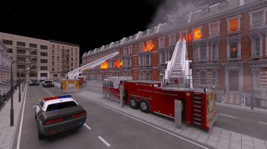 Yangın sahnesinin 3 boyutlu canlandırması