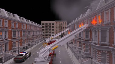 Yangın sahnesinin 3 boyutlu canlandırması