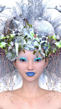 Saç çiçeği sanatındaki bir kadının 3 boyutlu görüntüsü