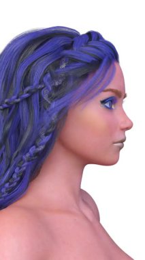 Bir kadının yüzünün 3 boyutlu görüntüsü.