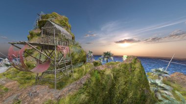 Adanın ucundaki gözetleme kulesinin 3D görüntüsü