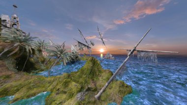 Adanın ucundaki gözetleme kulesinin 3D görüntüsü