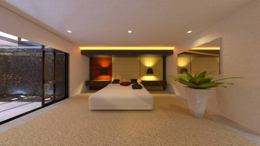 Yatak odasının 3D rendering