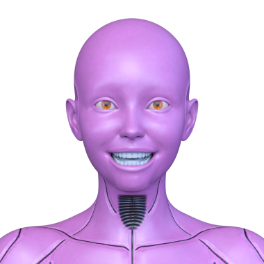 Dişi bir sayborgun yüzünün 3 boyutlu görüntüsü.