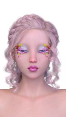 Bir kadının yüzünün 3 boyutlu görüntüsü.