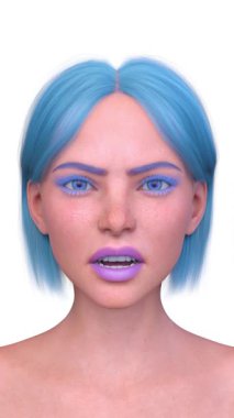 Bir kadının yüzünün 3 boyutlu görüntüsü.