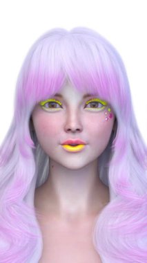 Bir kadının yüzünün 3 boyutlu görüntüsü.