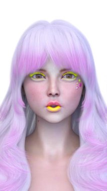 Bir kadının yüzünün 3 boyutlu görüntüsü.