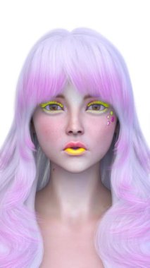 Bir kadının yüzünün 3 boyutlu görüntüsü.