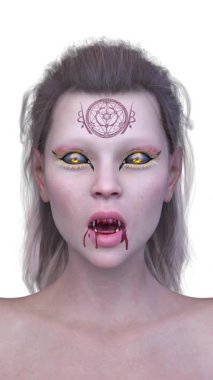 Dişi bir vampirin 3 boyutlu görüntüsü.