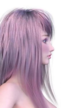 Bir kadının yüzünün 3 boyutlu görüntüsü.