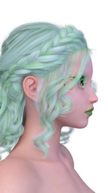 Bir kadının yüzünün 3 boyutlu görüntüsü.