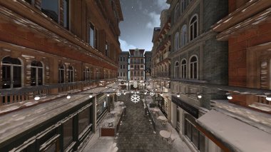 Parke taşlı sokakların 3 boyutlu canlandırması