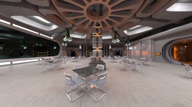 Uzay gemisindeki konferans odasının 3D görüntülemesi