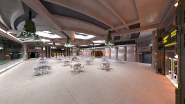 Uzay gemisindeki konferans odasının 3D görüntülemesi