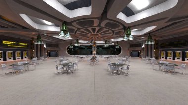 Uzay gemisindeki konferans odasının 3D görüntülemesi