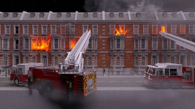 Yangın sahnesinin 3 boyutlu canlandırması