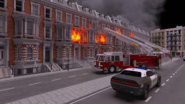 Yangın sahnesinin 3 boyutlu canlandırması