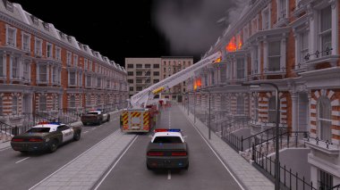 Yangın sahnesinin 3 boyutlu canlandırması