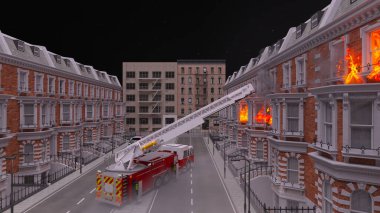 Yangın sahnesinin 3 boyutlu canlandırması