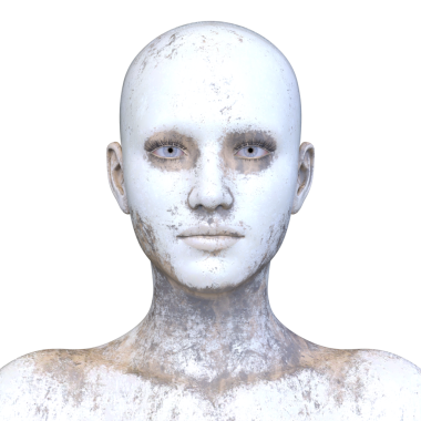 Bir kadının yüzünün 3 boyutlu görüntüsü.