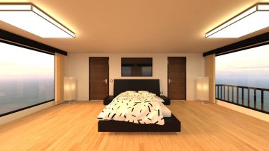 Yatak odasının 3D rendering