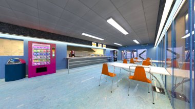 Laboratuvar koridorunun 3B görüntülemesi