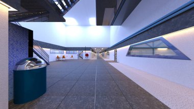 Laboratuvar koridorunun 3B görüntülemesi