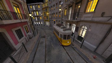 Tramvayın geçtiği şehrin 3 boyutlu görüntüsü