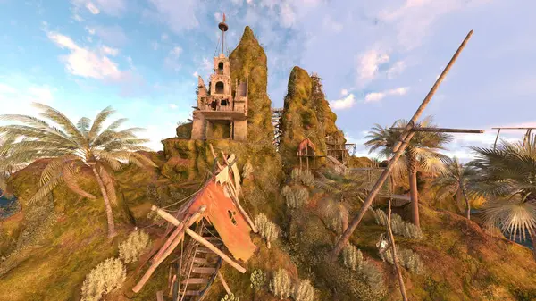 Adanın ucundaki gözetleme kulesinin 3D görüntüsü