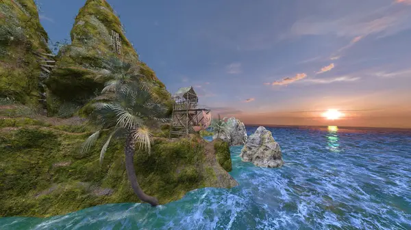 Adanın ucundaki gözetleme kulesinin 3D görüntüsü