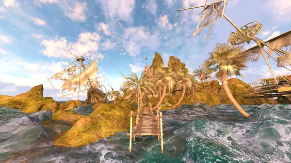 Adanın ucundaki gözetleme kulesinin 3D görüntüsü