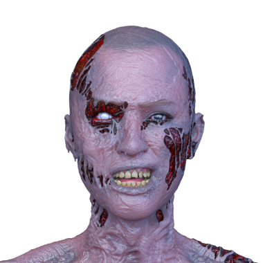 Erkek zombi yüzünün 3 boyutlu hali