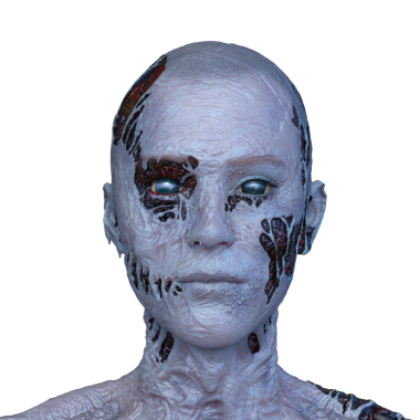 Erkek zombi yüzünün 3 boyutlu hali