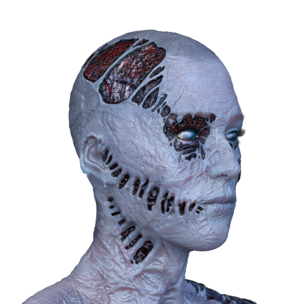 Erkek zombi yüzünün 3 boyutlu hali