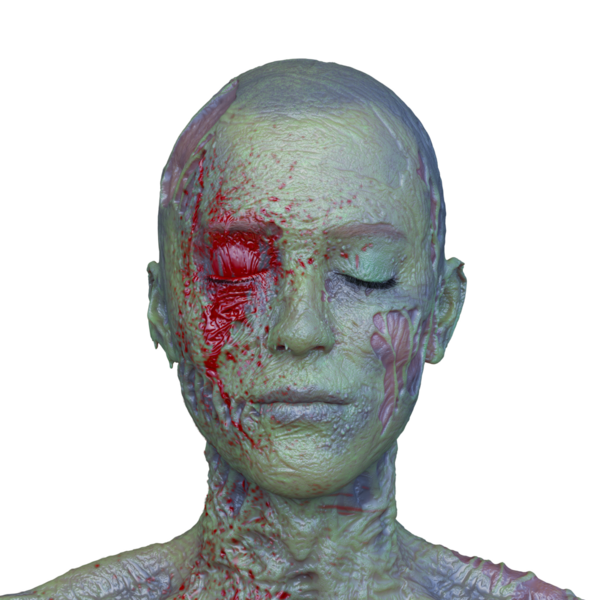 Erkek zombi yüzünün 3 boyutlu hali