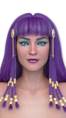 Kleopatra makyajlı bir kadının 3 boyutlu görüntüsü