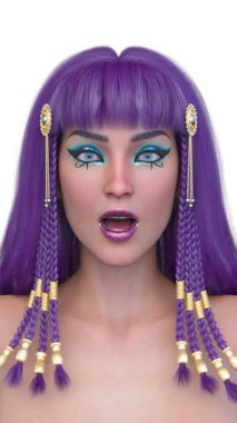 Kleopatra makyajlı bir kadının 3 boyutlu görüntüsü