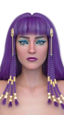 Kleopatra makyajlı bir kadının 3 boyutlu görüntüsü