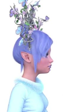 Saç çiçeği sanatındaki bir kadının 3 boyutlu görüntüsü