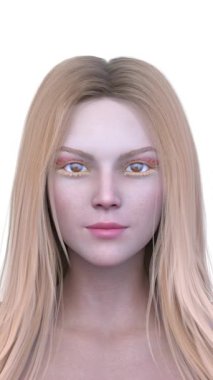 Bir kadının yüzünün 3 boyutlu görüntüsü.