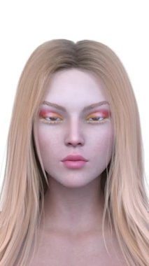 Bir kadının yüzünün 3 boyutlu görüntüsü.