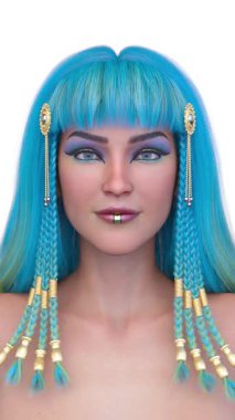 Kleopatra makyajlı bir kadının 3 boyutlu görüntüsü