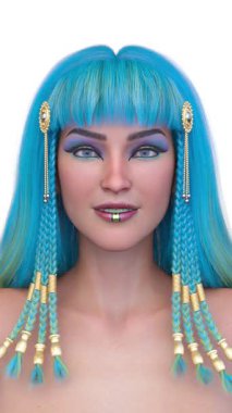 Kleopatra makyajlı bir kadının 3 boyutlu görüntüsü