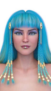 Kleopatra makyajlı bir kadının 3 boyutlu görüntüsü