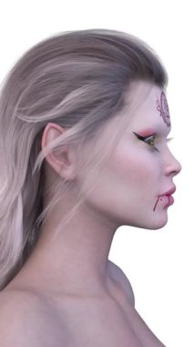 Dişi bir vampirin 3 boyutlu görüntüsü.