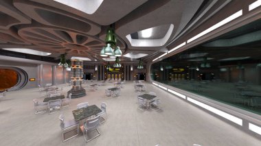 Uzay gemisindeki konferans odasının 3D görüntülemesi