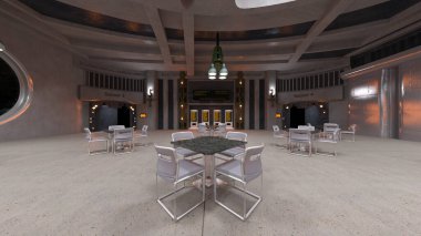 Uzay gemisindeki konferans odasının 3D görüntülemesi